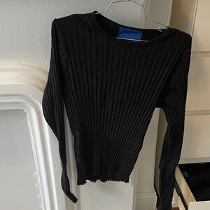 Simon Milker black Ribbed Long Sleeve Top XL